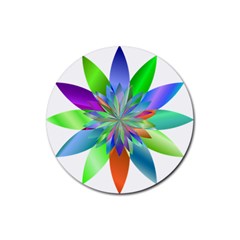 Chromatic Flower Variation Star Rainbow Rubber Coaster (round)  by Alisyart