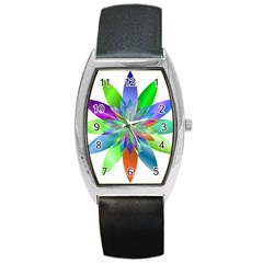 Chromatic Flower Variation Star Rainbow Barrel Style Metal Watch