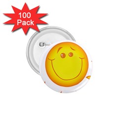 Domain Cartoon Smiling Sun Sunlight Orange Emoji 1 75  Buttons (100 Pack) 