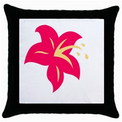 Flower Floral Lily Blossom Red Yellow Throw Pillow Case (black) by Alisyart