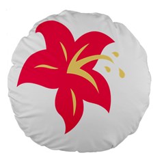 Flower Floral Lily Blossom Red Yellow Large 18  Premium Flano Round Cushions