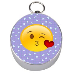Face Smile Orange Red Heart Emoji Silver Compasses by Alisyart