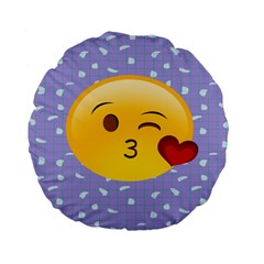 Face Smile Orange Red Heart Emoji Standard 15  Premium Flano Round Cushions