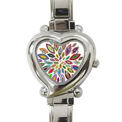Chromatic Flower Petals Rainbow Heart Italian Charm Watch by Alisyart