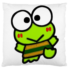 Frog Green Big Eye Face Smile Large Cushion Case (two Sides) by Alisyart