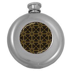 Digitally Created Seamless Pattern Tile Round Hip Flask (5 Oz)
