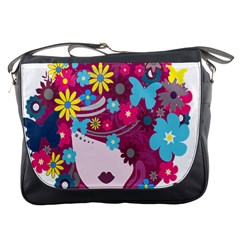 Floral Butterfly Hair Woman Messenger Bags by Alisyart
