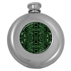 An Overly Large Geometric Representation Of A Circuit Board Round Hip Flask (5 Oz)