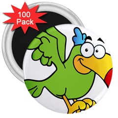 Parrot Cartoon Character Flying 3  Magnets (100 Pack) by Alisyart