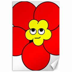 Poppy Smirk Face Flower Red Yellow Canvas 20  X 30  