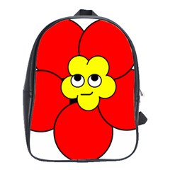 Poppy Smirk Face Flower Red Yellow School Bags(large)  by Alisyart