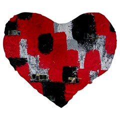 Red Black Gray Background Large 19  Premium Flano Heart Shape Cushions by Simbadda