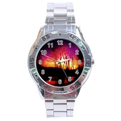 Fall Forest Background Stainless Steel Analogue Watch by Simbadda