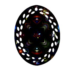 Geometric Line Art Background In Multi Colours Ornament (oval Filigree) by Simbadda