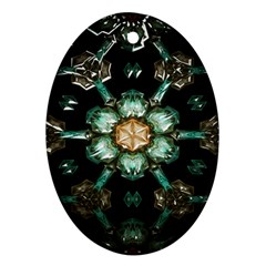 Kaleidoscope With Bits Of Colorful Translucent Glass In A Cylinder Filled With Mirrors Ornament (oval) by Simbadda