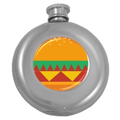Burger Bread Food Cheese Vegetable Round Hip Flask (5 Oz)