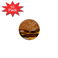 Cheeseburger On Sesame Seed Bun 1  Mini Buttons (10 Pack)  by Simbadda