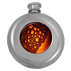 Bubbles Abstract Art Gold Golden Round Hip Flask (5 Oz)