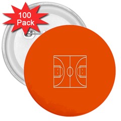 Basketball Court Orange Sport Orange Line 3  Buttons (100 Pack)  by Alisyart