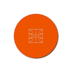 Basketball Court Orange Sport Orange Line Rubber Coaster (round) 