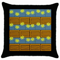 Yellow Flower Floral Sunflower Throw Pillow Case (black) by Alisyart