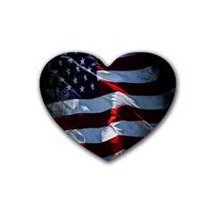 Grunge American Flag Background Heart Coaster (4 Pack)  by Simbadda