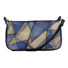 Blue And Tan Triangles Intertwine Together To Create An Abstract Background Shoulder Clutch Bags by Simbadda