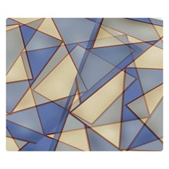 Blue And Tan Triangles Intertwine Together To Create An Abstract Background Double Sided Flano Blanket (small)  by Simbadda