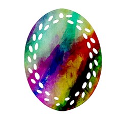 Colorful Abstract Paint Splats Background Oval Filigree Ornament (two Sides) by Simbadda