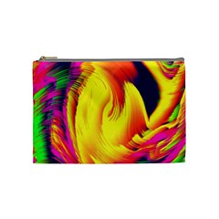 Stormy Yellow Wave Abstract Paintwork Cosmetic Bag (medium)  by Simbadda