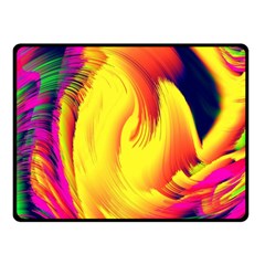 Stormy Yellow Wave Abstract Paintwork Fleece Blanket (small) by Simbadda