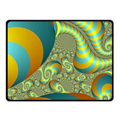 Gold Blue Fractal Worms Background Fleece Blanket (small) by Simbadda