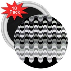 Chevron Wave Triangle Waves Grey Black 3  Magnets (10 Pack)  by Alisyart