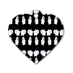 Cute Ghost Pattern Dog Tag Heart (two Sides) by Simbadda