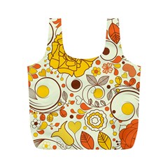 Cute Fall Flower Rose Leaf Star Sunflower Orange Full Print Recycle Bags (m)  by Alisyart