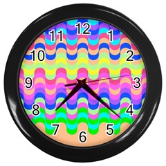 Dna Early Childhood Wave Chevron Woves Rainbow Wall Clocks (black) by Alisyart