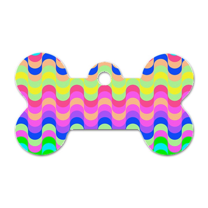 Dna Early Childhood Wave Chevron Woves Rainbow Dog Tag Bone (Two Sides)