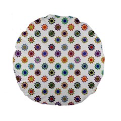 Flowers Color Artwork Vintage Modern Star Lotus Sunflower Floral Rainbow Standard 15  Premium Flano Round Cushions by Alisyart