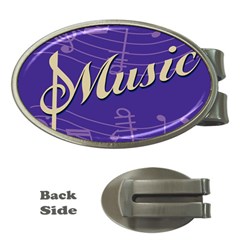 Music Flyer Purple Note Blue Tone Money Clips (oval)  by Alisyart