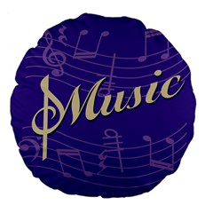 Music Flyer Purple Note Blue Tone Large 18  Premium Flano Round Cushions by Alisyart
