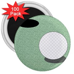 Golf Image Ball Hole Black Green 3  Magnets (100 Pack)