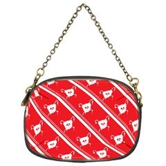 Panda Bear Face Line Red White Chain Purses (two Sides)  by Alisyart