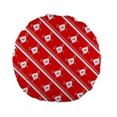 Panda Bear Face Line Red White Standard 15  Premium Flano Round Cushions