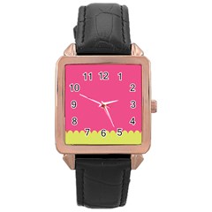 Pink Yellow Scallop Wallpaper Wave Rose Gold Leather Watch  by Alisyart
