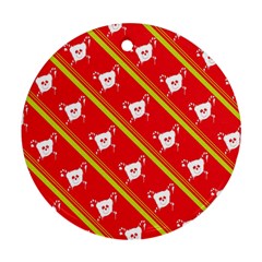 Panda Bear Face Line Red Yellow Round Ornament (two Sides) by Alisyart