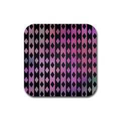 Old Version Plaid Triangle Chevron Wave Line Cplor  Purple Black Pink Rubber Coaster (square) 