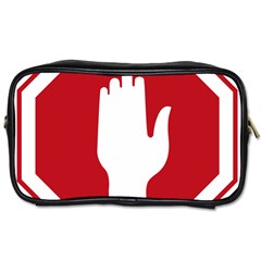 Road Sign Stop Hand Finger Toiletries Bags 2-side by Alisyart