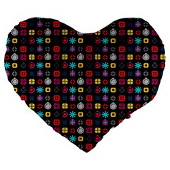 N Pattern Holiday Gift Star Snow Large 19  Premium Flano Heart Shape Cushions by Alisyart