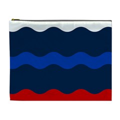 Wave Line Waves Blue White Red Flag Cosmetic Bag (xl) by Alisyart