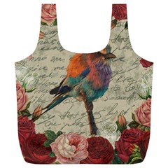 Vintage Bird Full Print Recycle Bags (l)  by Valentinaart